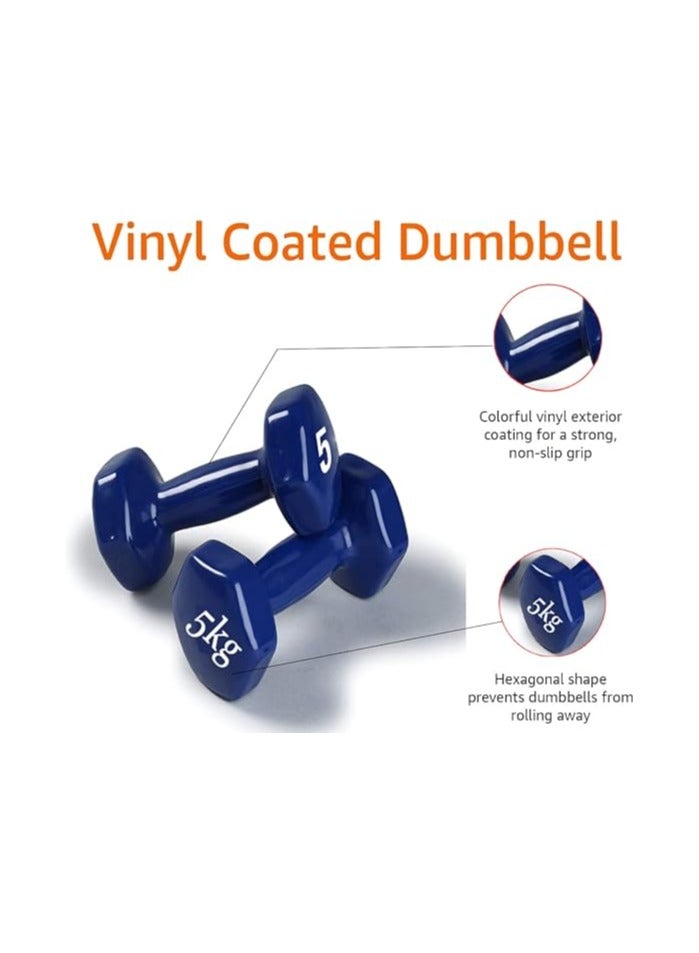 BJM Classic Vinyl Dumbbell Set 5kg, - Image 2