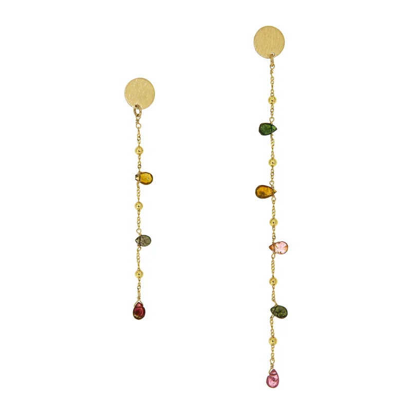 جواندلينا Gold Plated Earrings with Tourmaline
