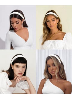 Wecoe Wecoe White PU Leather 1 Inch Wide Non-Slip Fashion Headband Hair Accessory for Women and Girls, Holiday Costume Diademas Coreanas Para Mujer  - Image 3