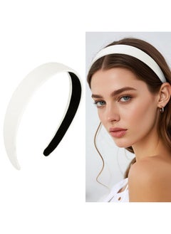 Wecoe Wecoe White PU Leather 1 Inch Wide Non-Slip Fashion Headband Hair Accessory for Women and Girls, Holiday Costume Diademas Coreanas Para Mujer  - Image 1