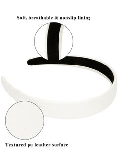 Wecoe Wecoe White PU Leather 1 Inch Wide Non-Slip Fashion Headband Hair Accessory for Women and Girls, Holiday Costume Diademas Coreanas Para Mujer  - Image 5