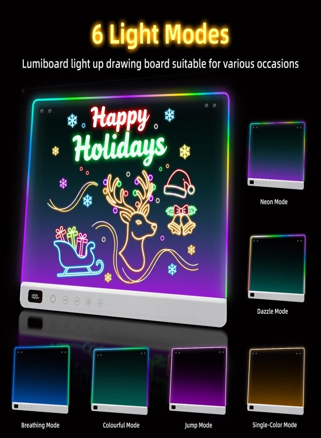 Timisigns Rechargeable Led Drawing Board for Kids, Light Up Drawing Pad with 8 Color 6 Modes, Neon Glow Dry Erase Board with Built-in Stand, 7 Markers & Tracing Book, Gifts for Christmas Birthday Gifts Presents - Image 3