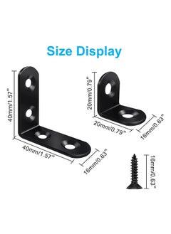 Generic Corner Brace, 24Pcs Black 90 Degree Right Angle Metal Bracket, L Brackets for Furniture Cabinet with 72Pcs Screws, 12Pcs-40mm/12Pcs-20mm  - Image 1
