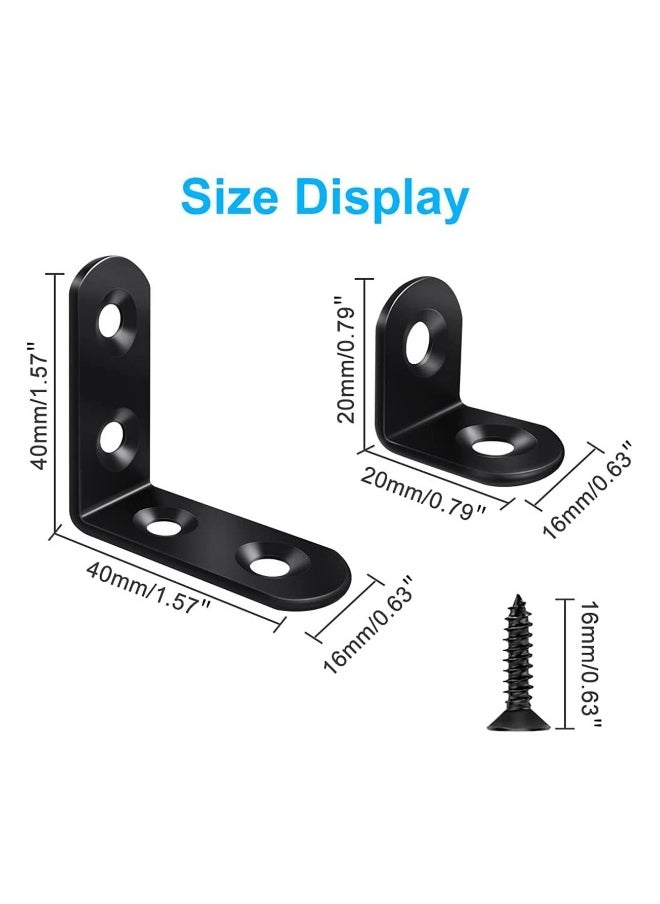 Generic - Corner Brace, 24Pcs Black 90 Degree Right Angle Metal Bracket, L Brackets for Furniture Cabinet with 72Pcs Screws, 12Pcs-40mm/12Pcs-20mm - Image 1
