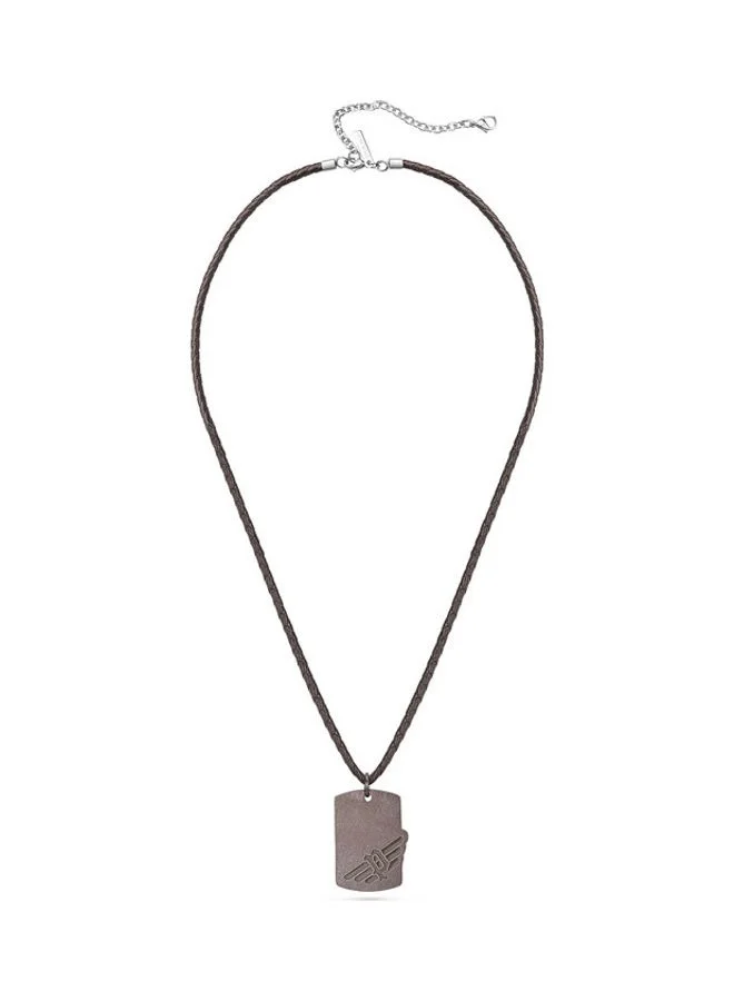 POLICE Kinsale Brown Weave Leather Cord Necklace for Men
