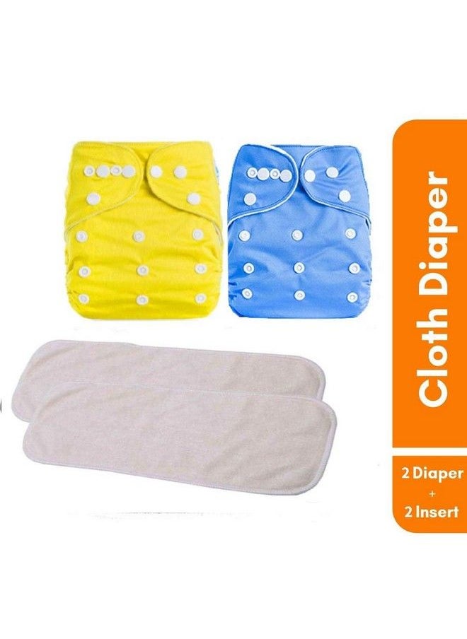 DOMENICO Washable Baby Diaper Premium Cloth Diaper Reusable Diaper Washable Diaper Adjustable Size Waterproof Pocket Cloth Diaper Nappie(2 Diaper 4 Insert)(Assorted Color)  - Image 3