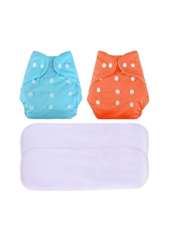DOMENICO Washable Baby Diaper Premium Cloth Diaper Reusable Diaper Washable Diaper Adjustable Size Waterproof Pocket Cloth Diaper Nappie(2 Diaper 4 Insert)(Assorted Color)  - Image 2