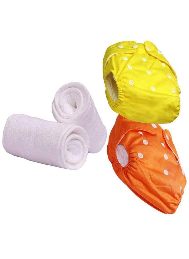 DOMENICO Washable Baby Diaper Premium Cloth Diaper Reusable Diaper Washable Diaper Adjustable Size Waterproof Pocket Cloth Diaper Nappie(2 Diaper 4 Insert)(Assorted Color)  - Image 5