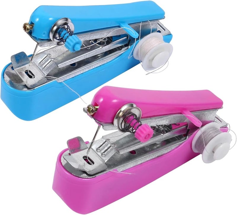 آلة الخياطة المحمولة الزرقاء اليدوية أداة خياطة أساسية مدمجة للمشاريع DIY - Image 2