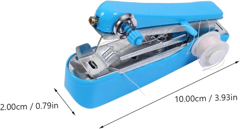 آلة الخياطة المحمولة الزرقاء اليدوية أداة خياطة أساسية مدمجة للمشاريع DIY - Image 3