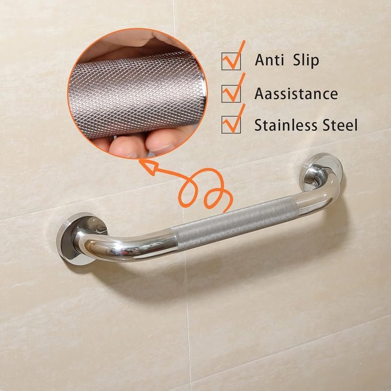 Rackickyer Shower Grab Bar, 2 Pack 24 Inch Bathroom Grab Bar, 1.25" Diameter 304 Stainless Steel Anti-Slip Grab Bars for Bathtubs and Showers, Handicap Shower Grab Bar for Seniors Elderly - Image 4