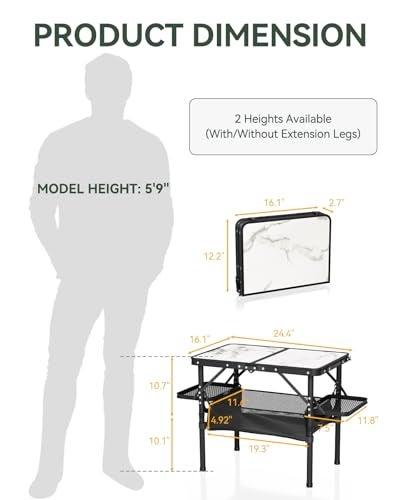 Titanker Small Camp Table 2ft Folding Camping Table Portable with Storage Bag Side Racks Picnic Beach Table Car Camping Essentials Aluminum Light Solid - Image 3