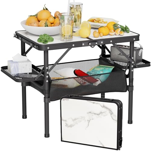 Titanker Small Camp Table 2ft Folding Camping Table Portable with Storage Bag Side Racks Picnic Beach Table Car Camping Essentials Aluminum Light Solid - Image 1