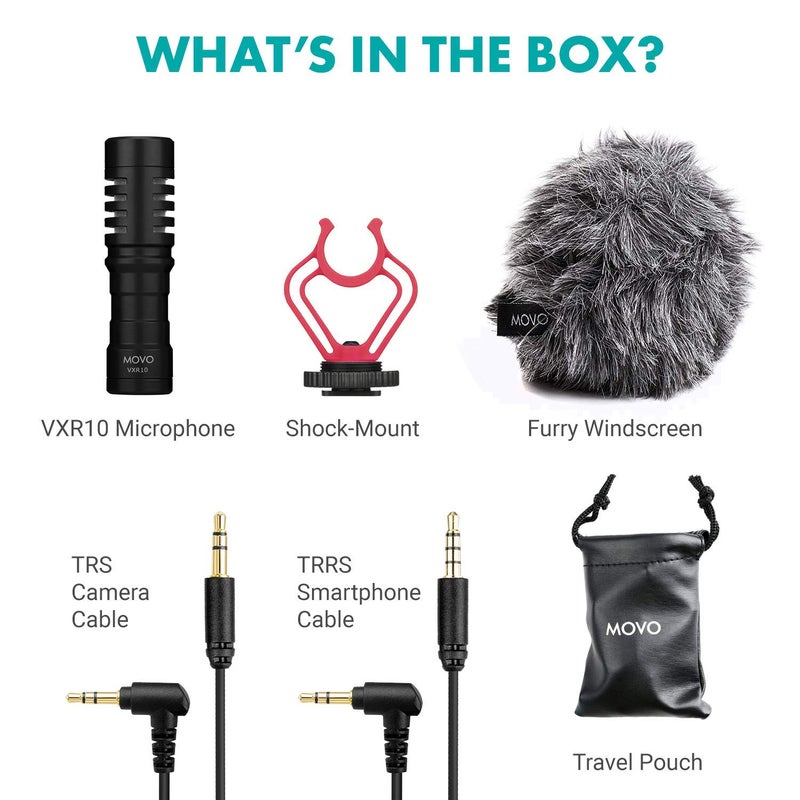 Movo VXR10 Universal Shotgun Mic for Camera - Camera Microphone for DSLR, iPhone and Android Smartphones - Compatible with Canon EOS, Nikon, and Sony Cameras - with Shock Mount, Deadcat Windscreen - Image 2