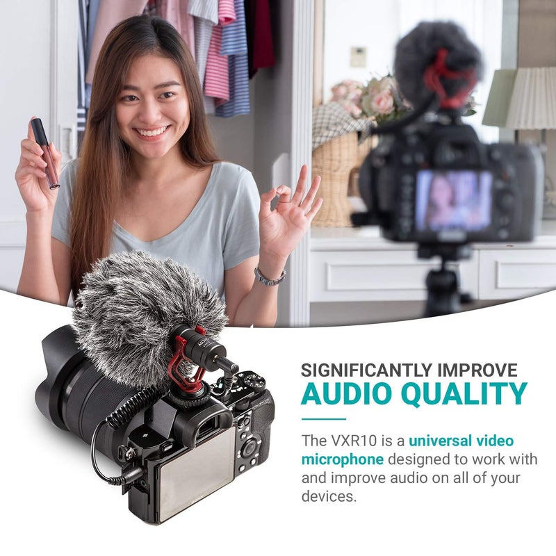 Movo VXR10 Universal Shotgun Mic for Camera - Camera Microphone for DSLR, iPhone and Android Smartphones - Compatible with Canon EOS, Nikon, and Sony Cameras - with Shock Mount, Deadcat Windscreen - Image 3