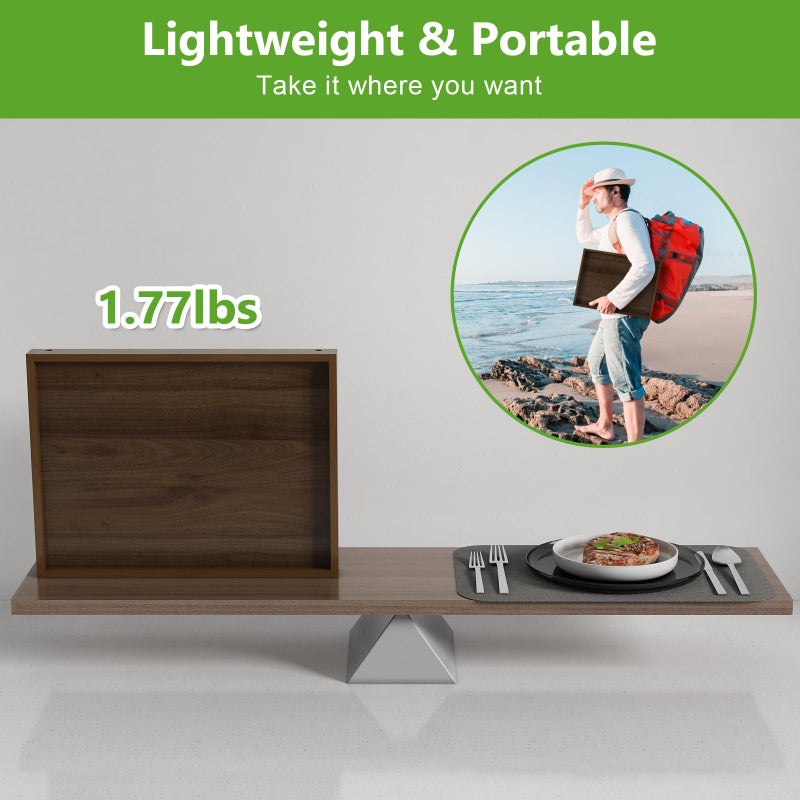 Artmeer Bed Tray Table with Folding Legs,Bamboo Breakfast in Bed for TV Table, Laptop Computer Tray,Eating,Snack Tray (Walnut Medium) - Image 5