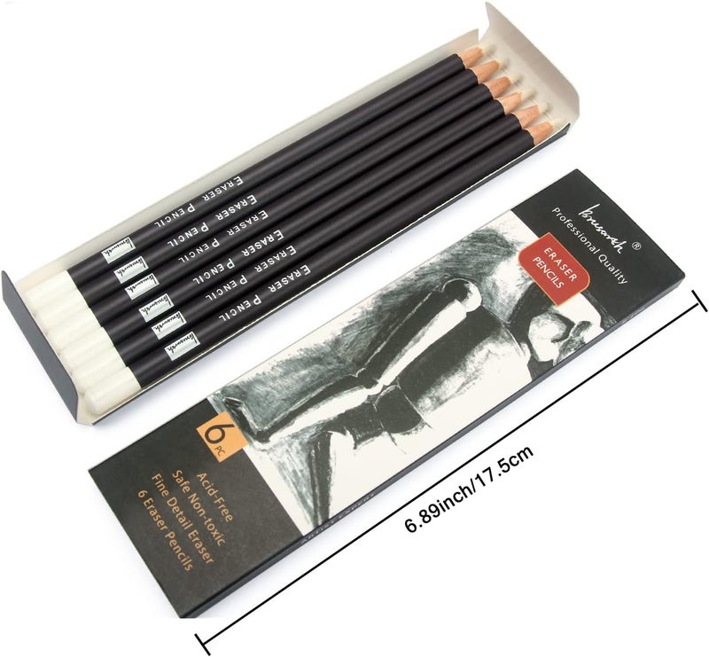 Brusarth Eraser Pencils Set - Professional 3pc Erasing Small Details or Add Highlights for Sketching, Colored Pencils, Charcoal Drawings. Fine Detail Eraser for Beginners & Artists - Image 5