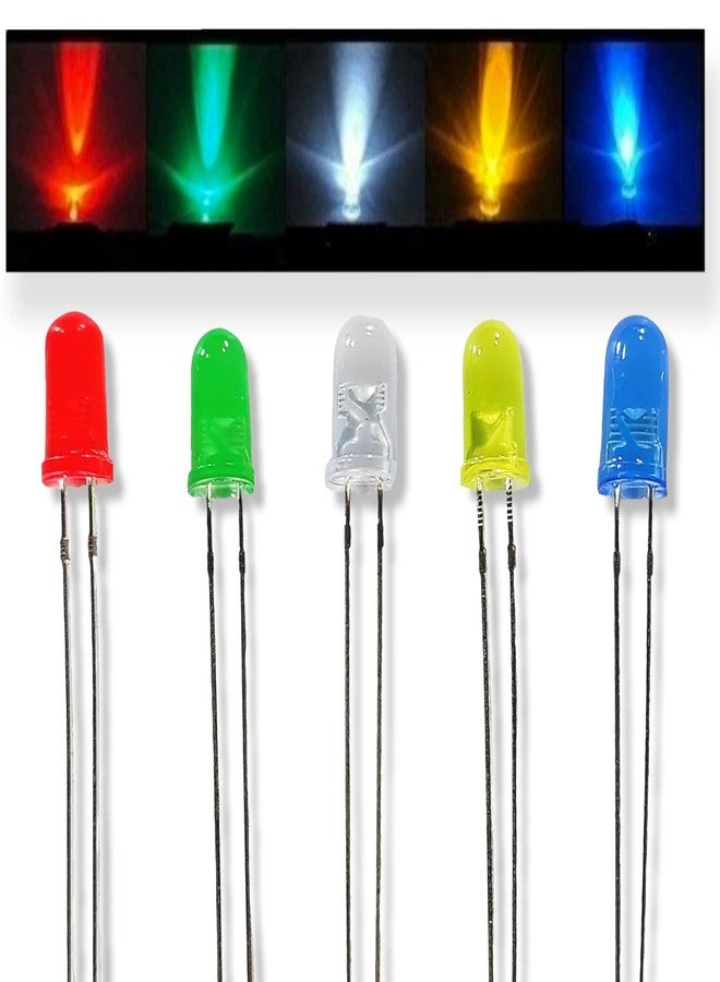 UNIVERSAL HUB 5mm Leds Combo of 100 Multicolour Led (Red,Blue,White,Green,Yellow) 20Pcs Each Color Input 1.5V Led Bulb - Image 1