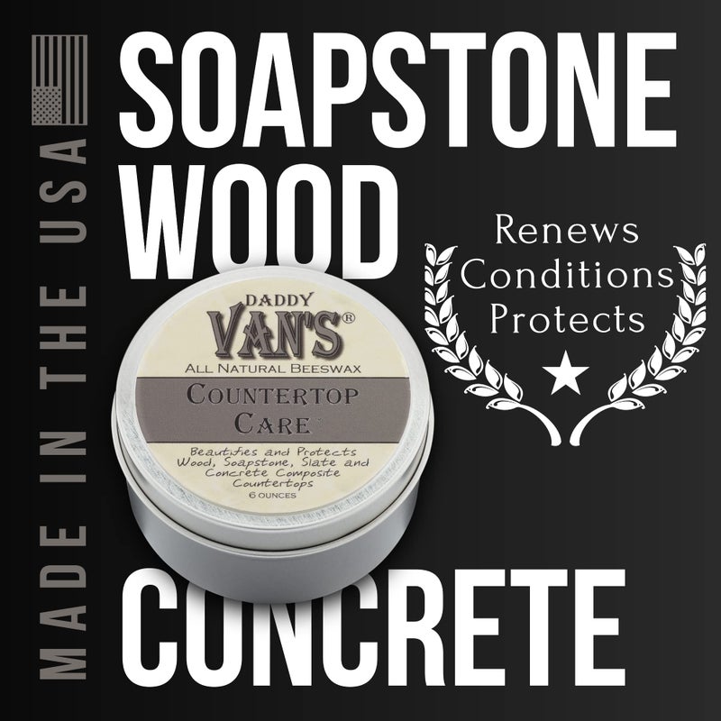 Daddy Van'sÂ® All Natural Beeswax Countertop Care for Soapstone, Slate, Concrete Composite and Butcher Block Counter Tops - Food Safe, Chemical-Free and Non-Toxic - 6 Oz. Tin - Image 3