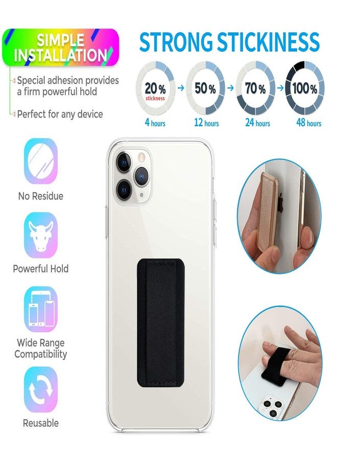 WUOJI Universal Phone Grip Holder for Hand - Wireless Charging Compatible - Universal Finger Strap Phone Holder Compatible with Most Smartphones (Black) - 3Pack - Image 2