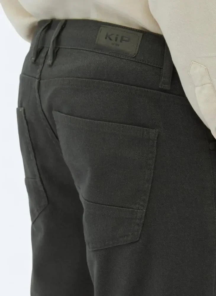 Kip Khaki Weaving Slim Fit Casual Cotton Blended Trousers