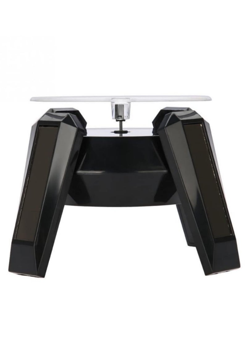 360 Degree Rotating Solar Powered Jewelry Display Stand Organizer Turntable with LED Light for Watch Phone Ring Necklace Bracelet Showcase Black  - Image 4