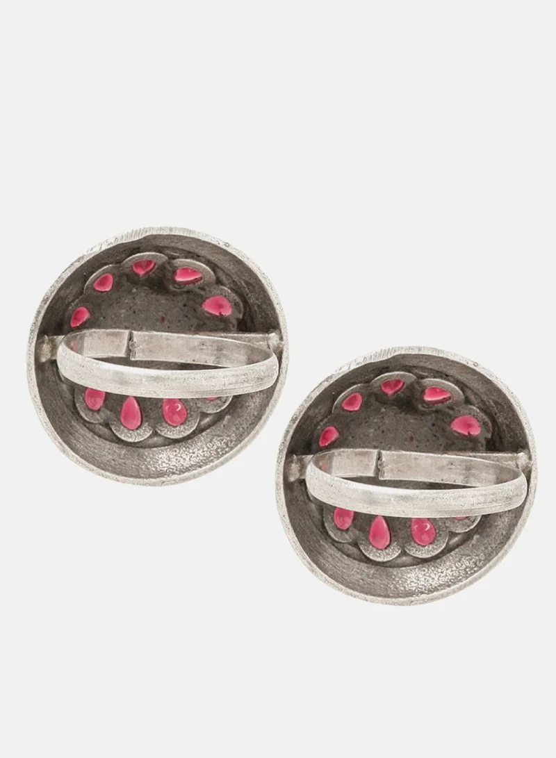 Priyaasi Stone Studded  Beaded Oxidized Kemp Finger Ring