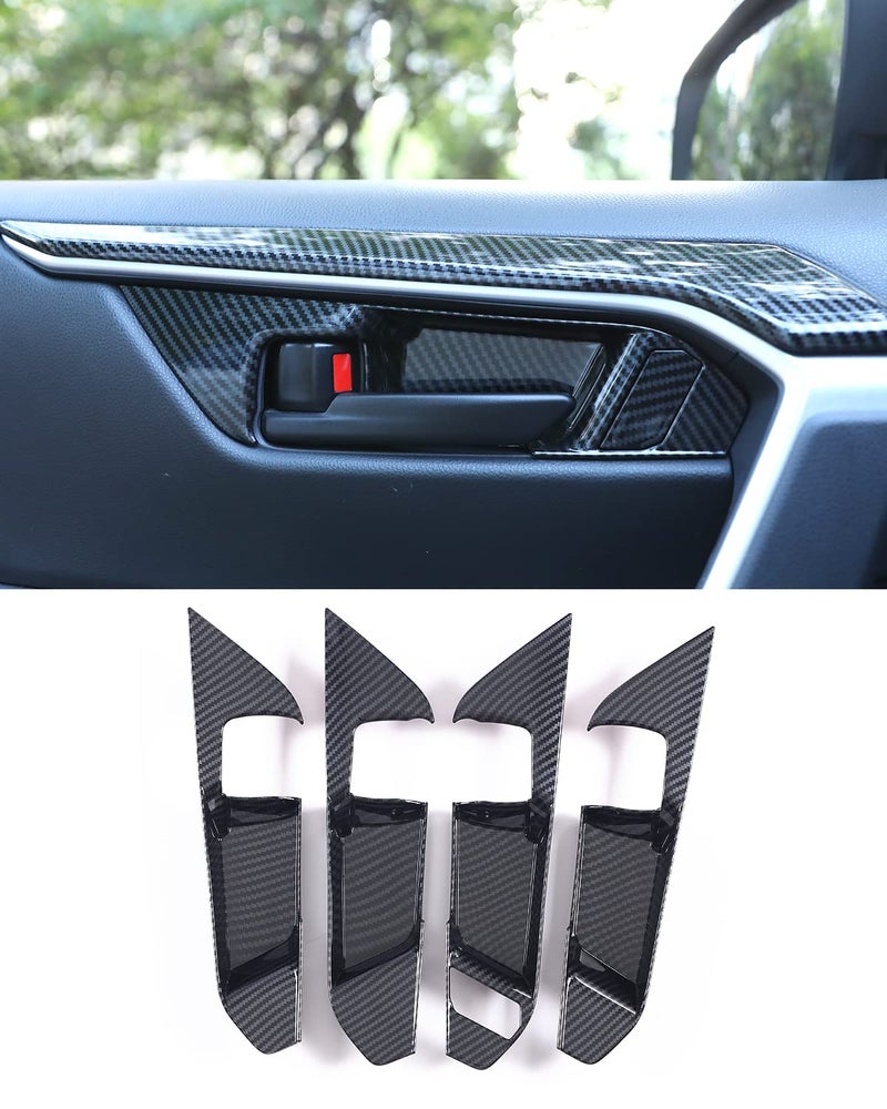 YAKANEY for Toyota RAV4 2025 2024 2023 2022 2021 2020 2019 Interior Door Handle Cover Inner Protective Sratches Proof Door Handle Trim for RAV4 Carbon
