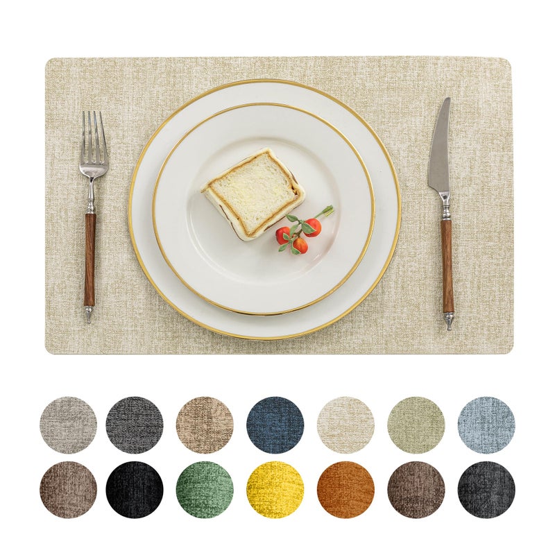 Romanstile Romanstile Placemat Faux Leather Place Mat Set of 4Beige 