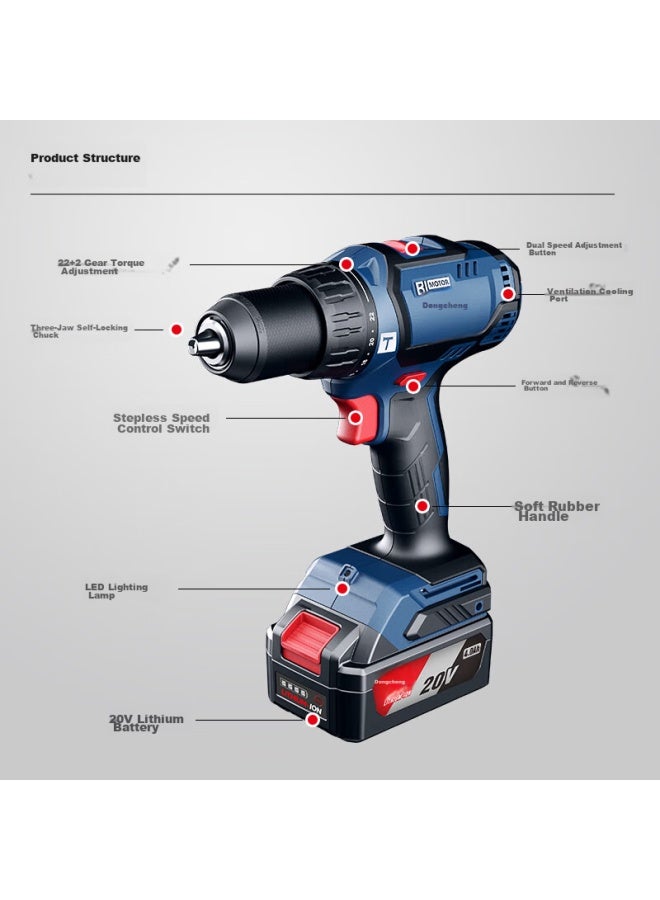 DONG Cheng Dongcheng 20v Brushless Impact Lithium Drill Wjz05-13e, Rechargeable Electric Drill, Power Tool, Screwdriver - Image 5