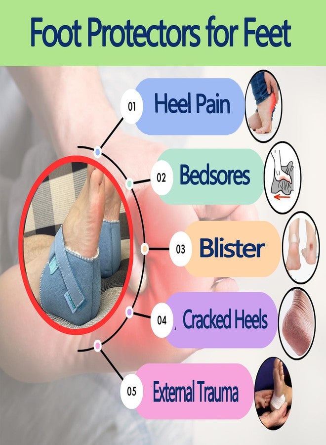 BIVIKEY Heel Protector for Pressure Sores Blisters Cracking Ease Pain Promote Rehabilitation Adjustable Instep Height Easy to Fix and Not Fall Off LightBule 1 Piece M - Image 2