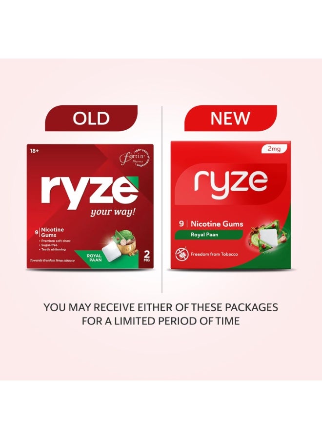 رايز علكة رايز نيكوتين ٢ ملغ | عبوة من ٥ قطع (٤٥ علكة) | رويال بان | التحرر من التدخين والتبغ | لطيفة على الحلق | معتمدة من إدارة الغذاء والدواء الأمريكية | خالية من السكر | تبييض الأسنان - Image 2