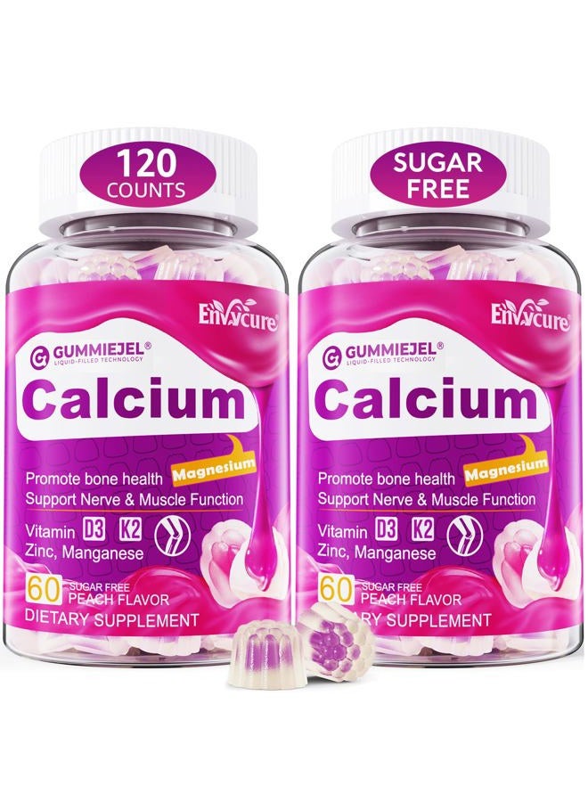 EnvyCure Sugar-Free Calcium Citrate Gummies 1000mg w/Vitamin D3 K2, Magnesium, Zinc, Boron, Manganese, Copper for Bone, Muscle & Immune, Ultimate Absorption Calcium Supplement for Women & Men - Vegan, 120 Cts - Image 1