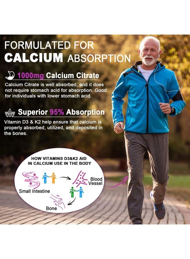 EnvyCure Sugar-Free Calcium Citrate Gummies 1000mg w/Vitamin D3 K2, Magnesium, Zinc, Boron, Manganese, Copper for Bone, Muscle & Immune, Ultimate Absorption Calcium Supplement for Women & Men - Vegan, 120 Cts - Image 3