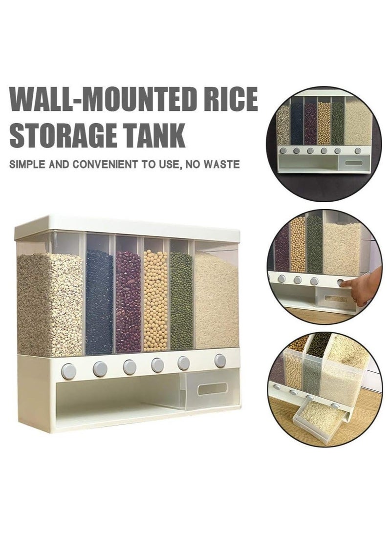 بلومنغ تايم موزع أرز مثبت على الحائط - خزان تخزين حبوب مقاوم للرطوبة وذو سعة كبيرة للأطعمة الجافة، منظم دلو الأرز بالضغط لتوزيعه - Image 2