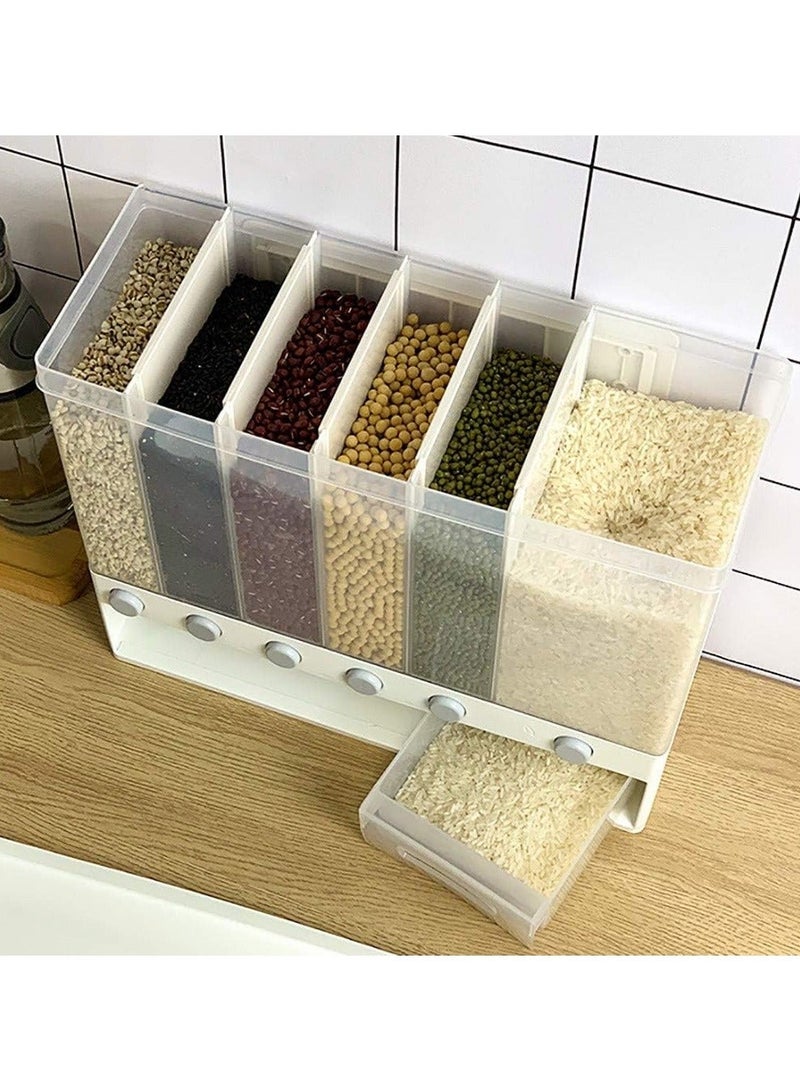 بلومنغ تايم موزع أرز مثبت على الحائط - خزان تخزين حبوب مقاوم للرطوبة وذو سعة كبيرة للأطعمة الجافة، منظم دلو الأرز بالضغط لتوزيعه - Image 4