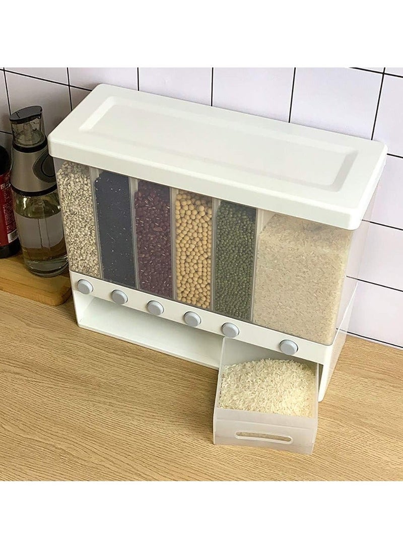 بلومنغ تايم موزع أرز مثبت على الحائط - خزان تخزين حبوب مقاوم للرطوبة وذو سعة كبيرة للأطعمة الجافة، منظم دلو الأرز بالضغط لتوزيعه - Image 5