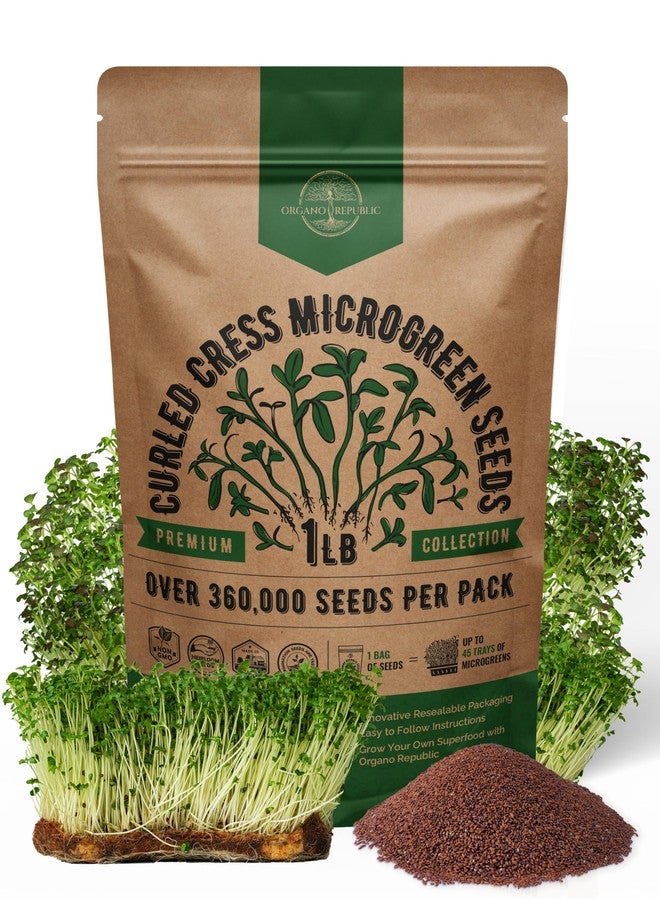 Organo Republic Cress Sprouts & Microgreens Seeds - GMO Heirloom Seed Kit, 1lb Resealable Bag for & Growing Microgreens in Soil, Coir, Aerogarden & Hydroponic System - Image 1