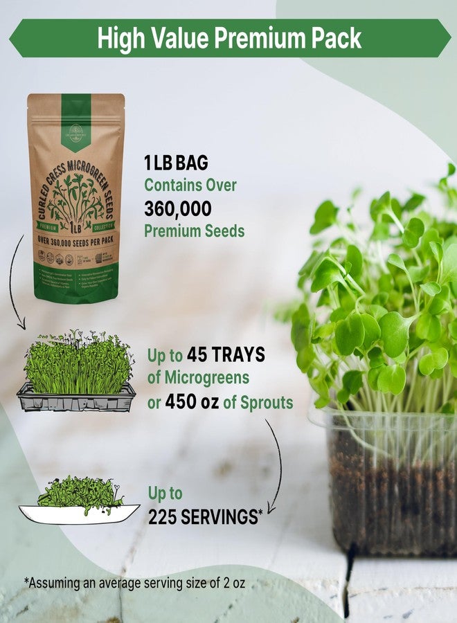 Organo Republic Cress Sprouts & Microgreens Seeds - GMO Heirloom Seed Kit, 1lb Resealable Bag for & Growing Microgreens in Soil, Coir, Aerogarden & Hydroponic System - Image 3