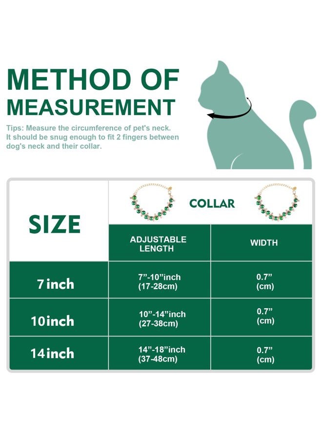HOWWFALY Dog Cat Rhinestone Collars with Paw Crystal Diamonds Gold Collars Necklace Adjustable Collar Dog Chain Cat Diamonds Princess Pet Collar (Green, S) - Image 2