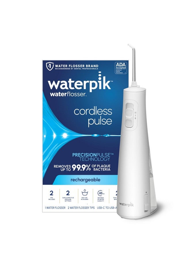 Waterpik Cordless Pulse Rechargeable Portable Water Flosser for Teeth, Gums, Braces Care and Travel with 2 Flossing Tips, Waterproof, ADA Accepted, WF-20 White, Packaging May Vary - Image 1