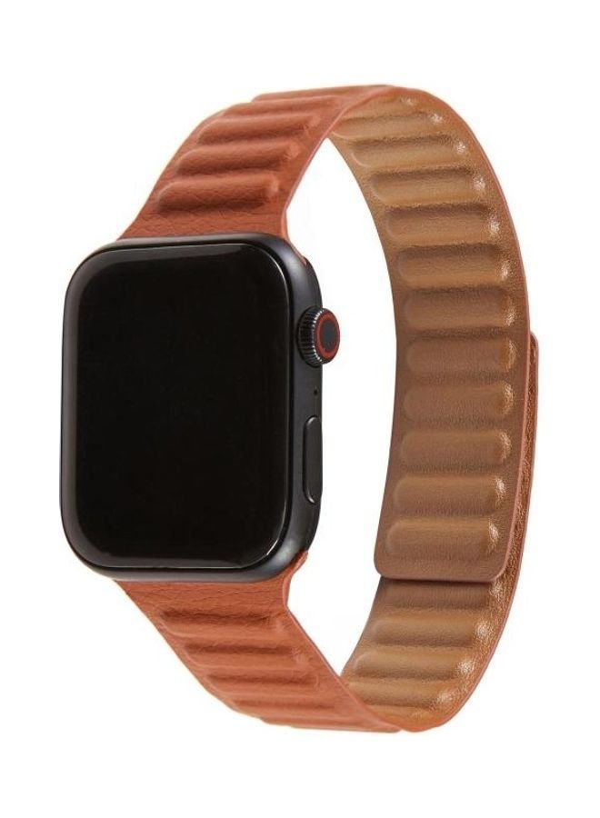 NIBEMINENT Loop Leather Watchband For Apple Watch Series 7/6/SE/5/4/3/2/1 38/40/41mm Saddle Brown - Image 1