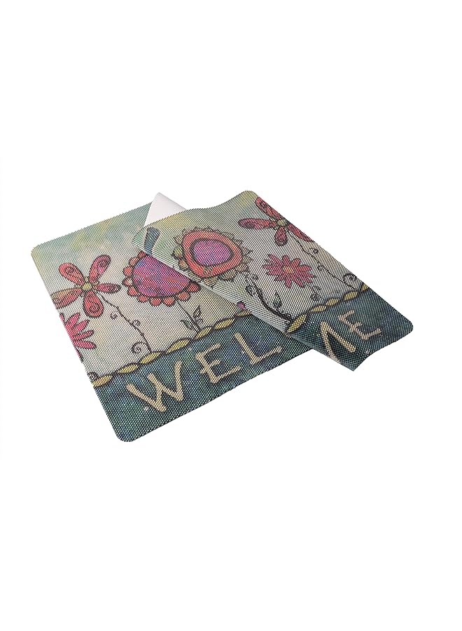 هوم كونسيبت سجادة باب مضادة للانزلاق بنقشة زهور متعددة الألوان 75×45 سم - Image 2