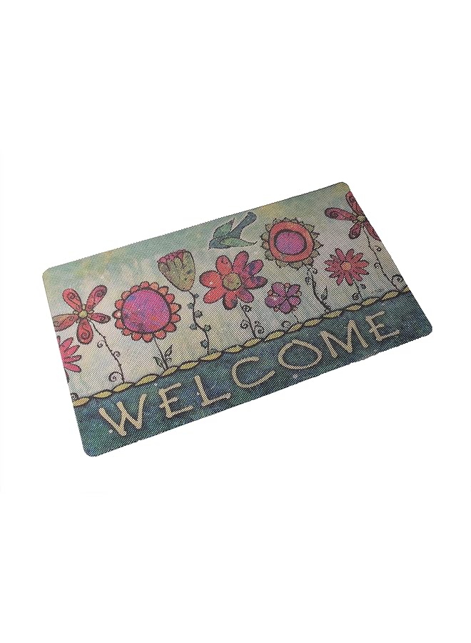 هوم كونسيبت سجادة باب مضادة للانزلاق بنقشة زهور متعددة الألوان 75×45 سم - Image 1