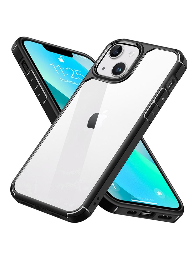 iPhone 13 Clear Cover Ultra Thin Silicone Shockproof Hard Back Cases Transparent Protective Slim Phone Case for Apple iPhone 13 6.1 inch - Black - Image 1