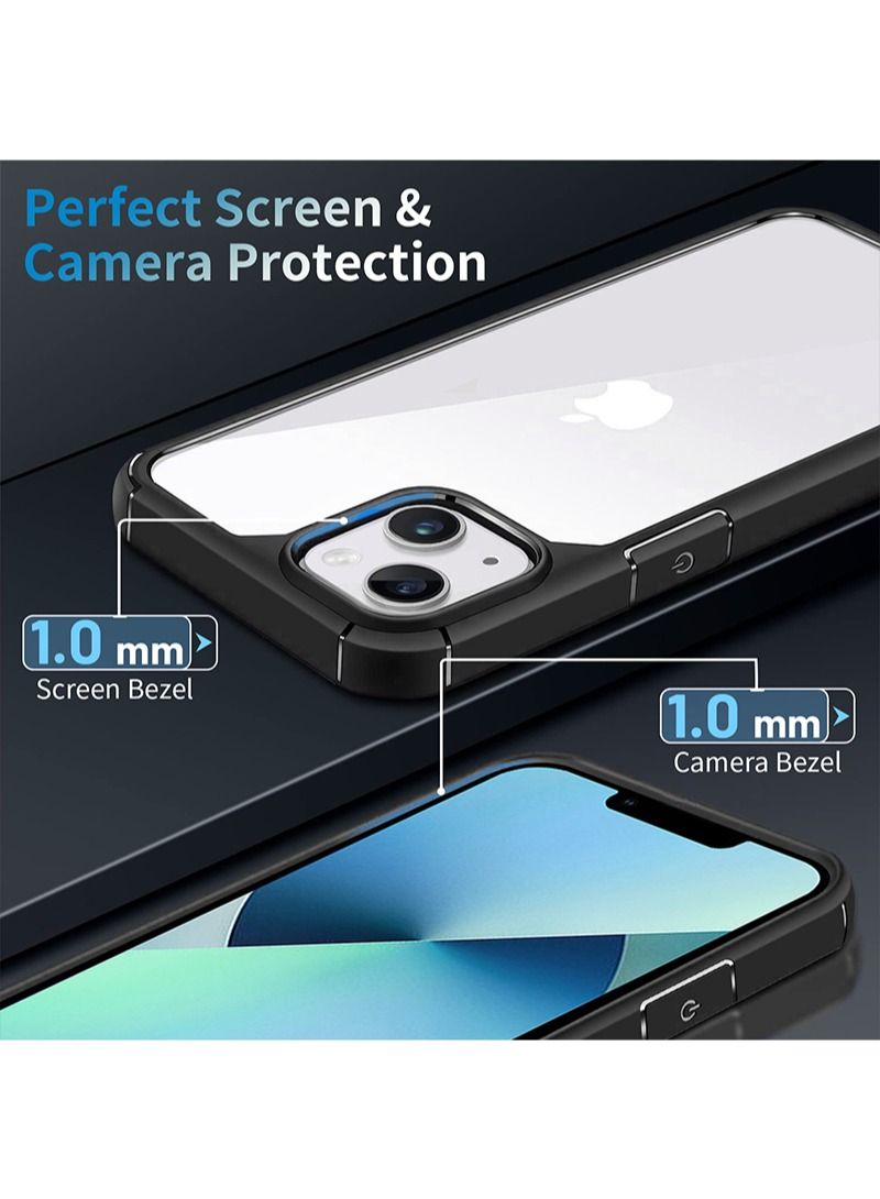 iPhone 13 Clear Cover Ultra Thin Silicone Shockproof Hard Back Cases Transparent Protective Slim Phone Case for Apple iPhone 13 6.1 inch - Black - Image 4