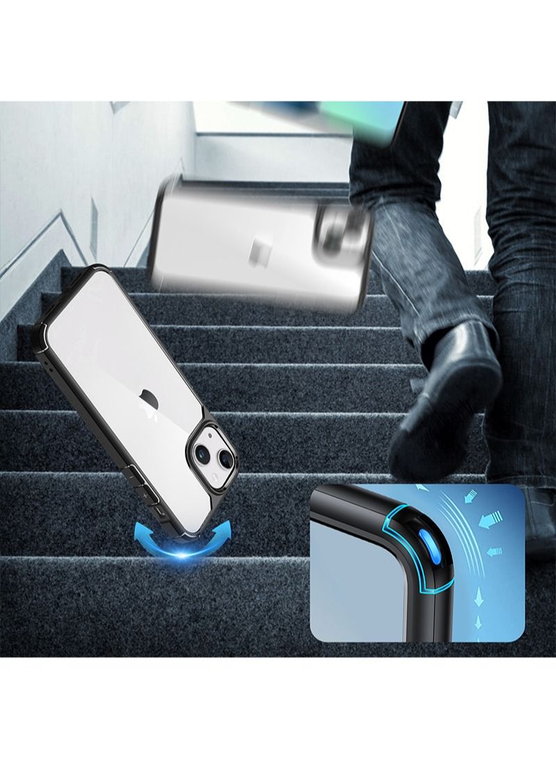 iPhone 13 Clear Cover Ultra Thin Silicone Shockproof Hard Back Cases Transparent Protective Slim Phone Case for Apple iPhone 13 6.1 inch - Black - Image 3