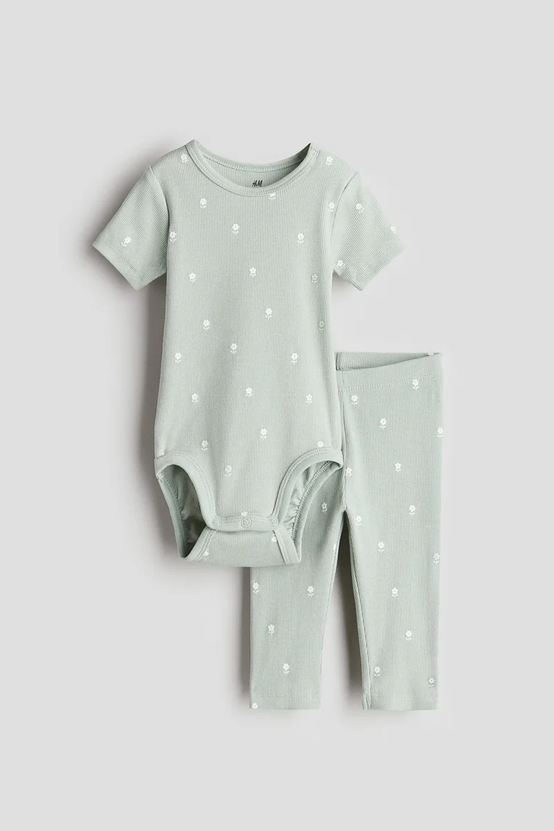 H&M 2-piece ribbed cotton set