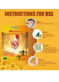 Sumifun 12pcs Meniscus Pain Relief Patch Joint Pain Relief Knee Care Bee venom Patch for Joint Care Treatment Health Care Plaster Bee Venom Pain Relief Patch  - Image 4