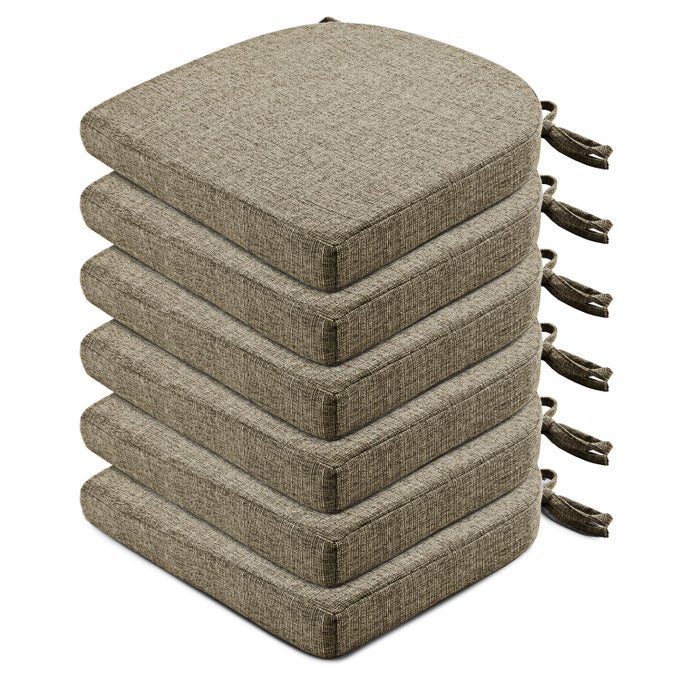 Chair Cushions for Dining Chairs 6 Pack Kitchen Chair Cushions with Ties and NonSlip Backing Dining Chair Pads 16X16X2 Khaki